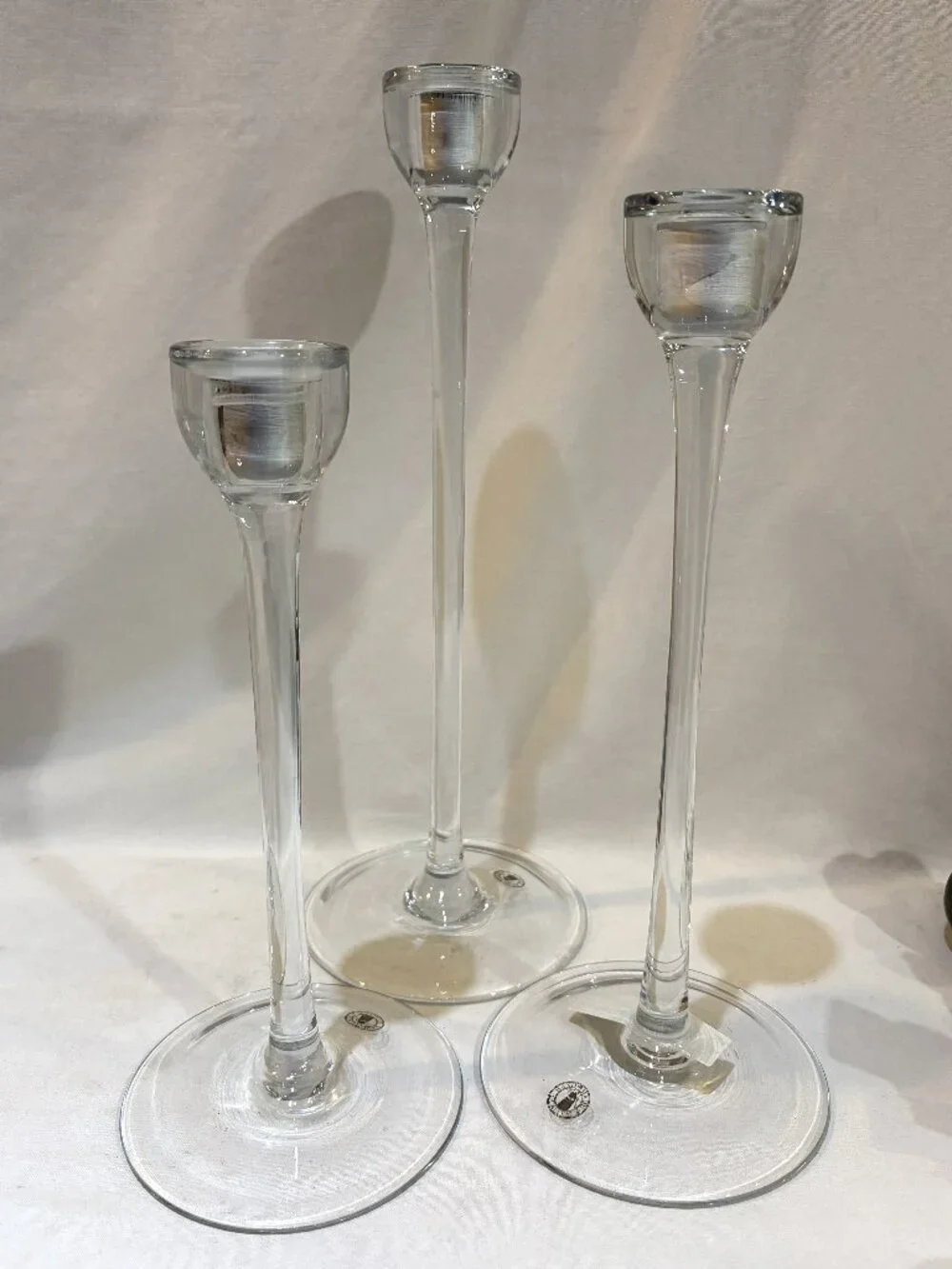 IKEA Blomster Candlestick Holder Set of 3 VTG 1999 Hand Made Quality Glass